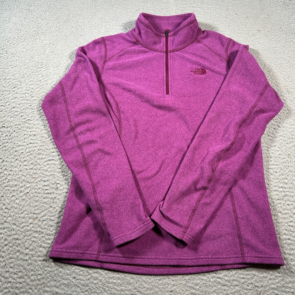 The North Face Sweatshirt Womens Medium Purple Fleece‎ Logo Mock Neck 1/4 Zip